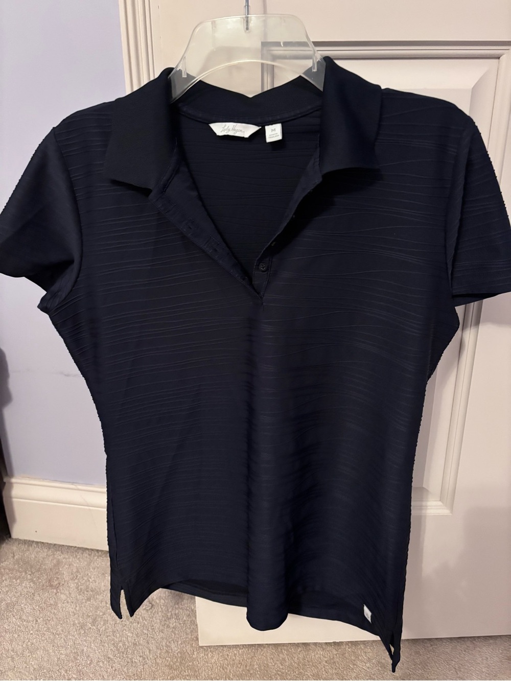 Lady Hagen Golf Navy Textured Short-Sleeve Polo